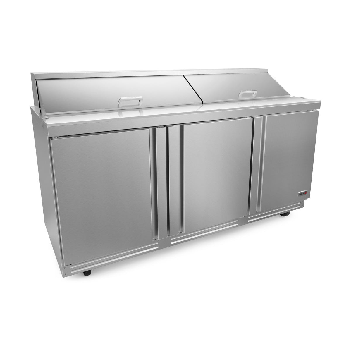 Fagor FST-72-18-N 3-door sandwich and salad prep table, front angle view, lid closed
