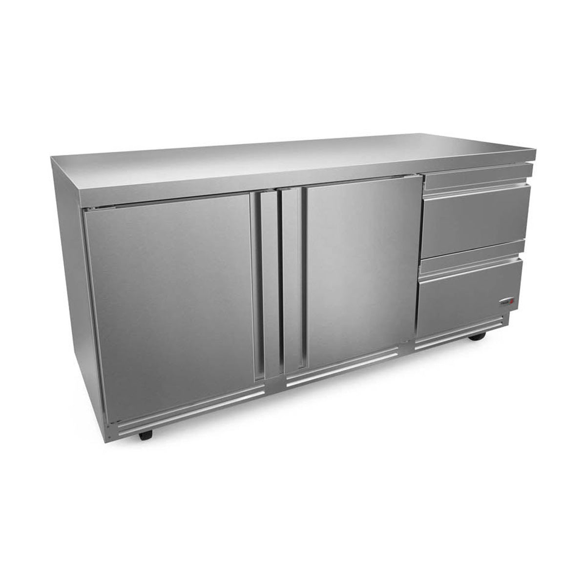 Fagor FUR-72-D2-N 72" 2-Door 2-Drawer Front Breathing Undercounter Refrigerator, Stainless, 25.4 cu. ft., 5" Casters