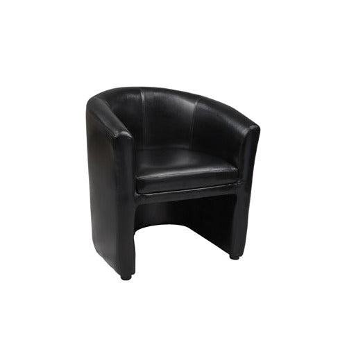 G & A 1010 Lounge Arm Chair, Curved Wrap Around Upholstered Back, Black Vinyl Upholstery