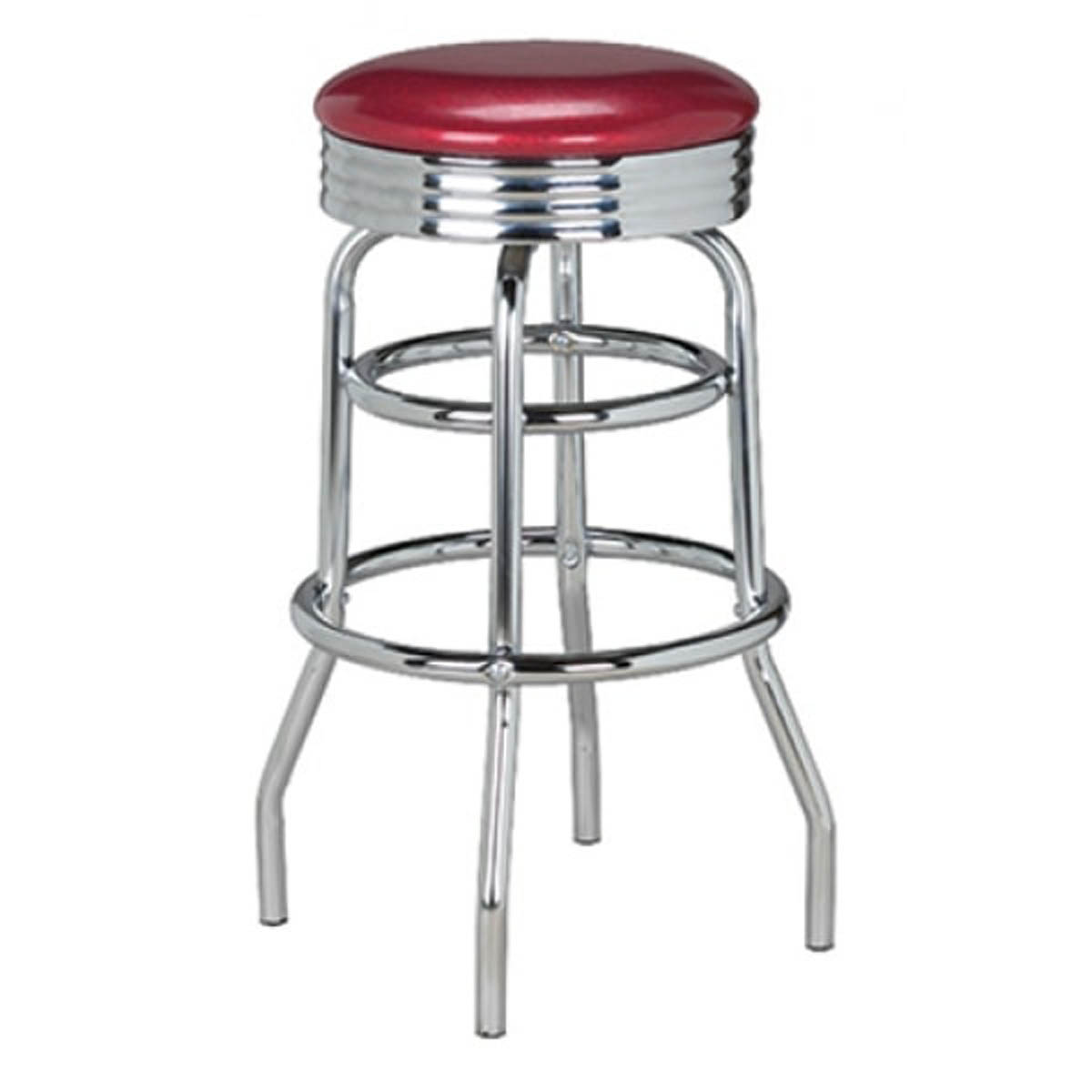 G & A 144 Classic Swivel Bar Stool, 30" Height, Backless, Upholstered Seat, 18-Gauge Steel Frame, Glides