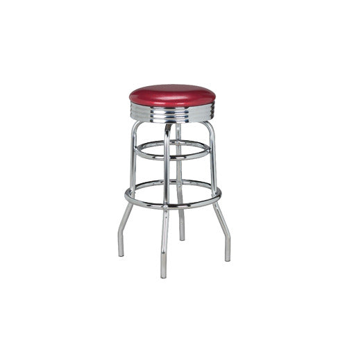 G & A 144-24 Swivel Bar Stool - 24" Counter Height, Upholstered Seat, Chrome Finish, 18-Gauge Steel Frame