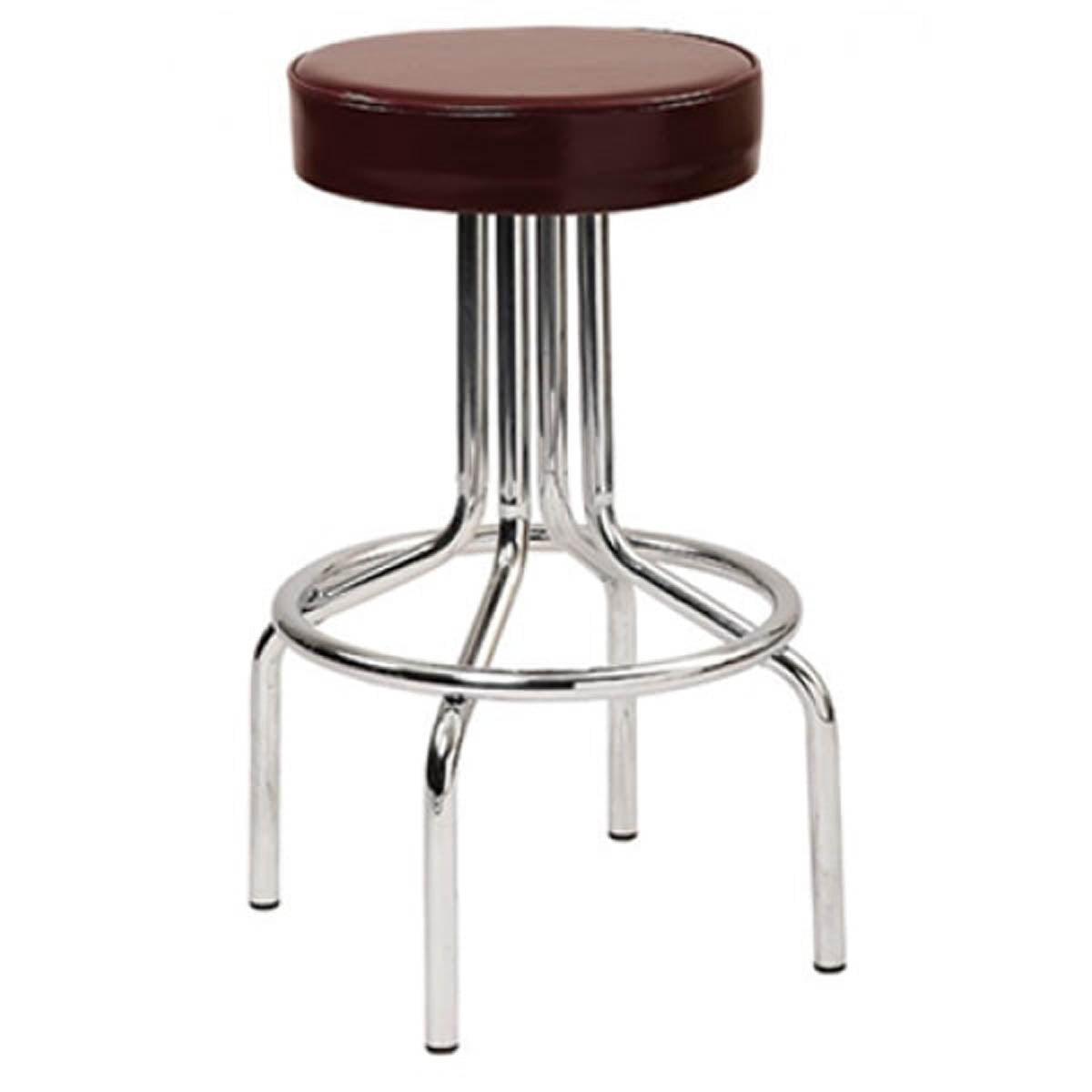 G & A 1447 Swivel Bar Stool, 30" Height, 14" Seat, Backless, Vinyl, Chrome Frame, 18-Gauge Steel, Glides