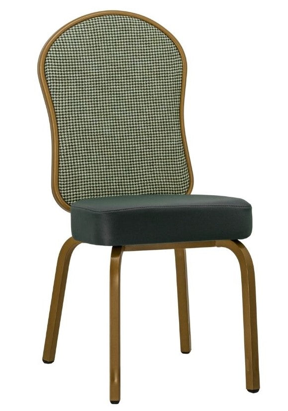 G & A 2501-AL GR6 Eldric Banquet Chair, Stacks 10 High, Flexible Back, Upholstered Seat, 12 Gauge Aluminum