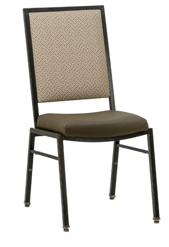 G & A 2601-AL COM/GR4 Harlan Banquet Chair, Stacks 10 High, Upholstered Square Back, Welded 12 Gauge Aluminum