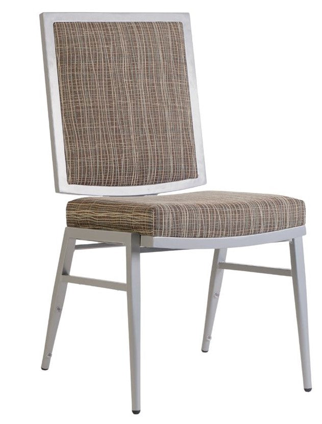G & A 2605-AL COM/GR4 Alaric Banquet Chair, Stacks 10 High, Flexible Back, Upholstered Seat, 12 Gauge Aluminum
