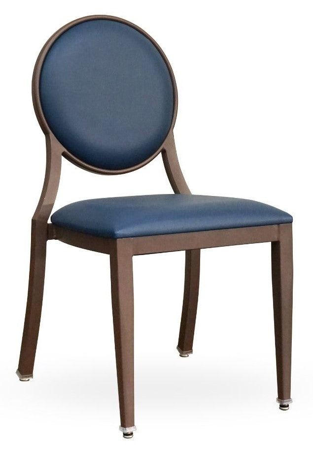 G & A 2743-AL GR10 Elio Banquet Chair, Stacks 4 High, Upholstered Round Back, 12 Gauge Aluminum
