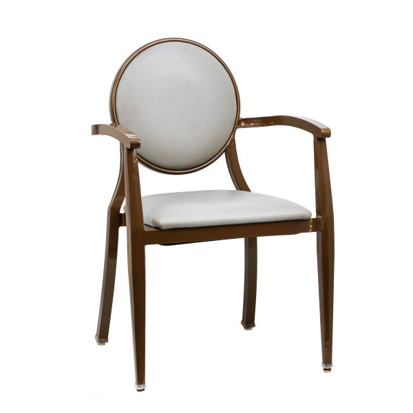 G & A 2744-AL GR9 Elio Banquet Armchair, Stacks 4 High, Upholstered Round Back, Grade 9 UPH, 18 Gauge Steel