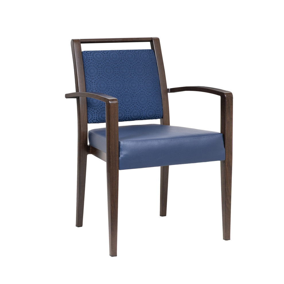 G & A 2856 Bogart Banquet Arm Chair, Stacks 5 High, Upholstered Square Back & Seat, 12 Gauge Aluminum