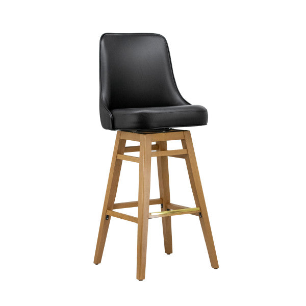 G & A 411-CU Upholstered Swivel Bar Stool with Footrest, European Beechwood Frame