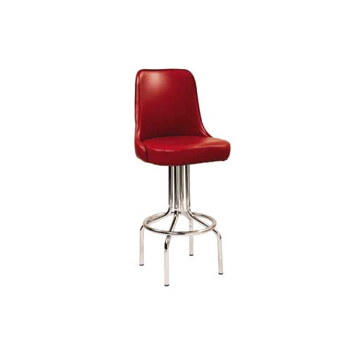 G & A 447 Swivel Barstool - Bucket Seat, 18-Gauge Chrome Frame, Single Footring, Non-Marring Glides, Vinyl