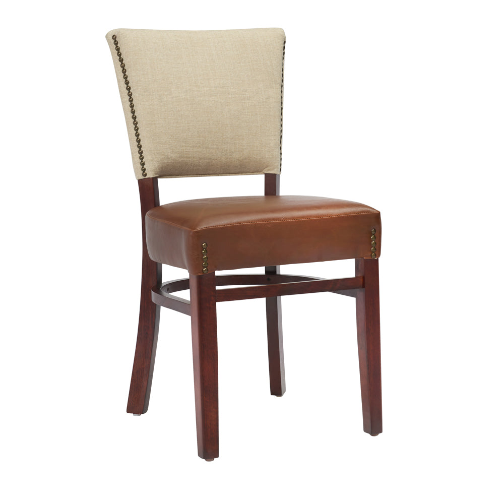G & A 4626NH PS3 Indoor Oxford Side Chair with Plain Back and Upholstered Padded Seat, Beechwood Frame