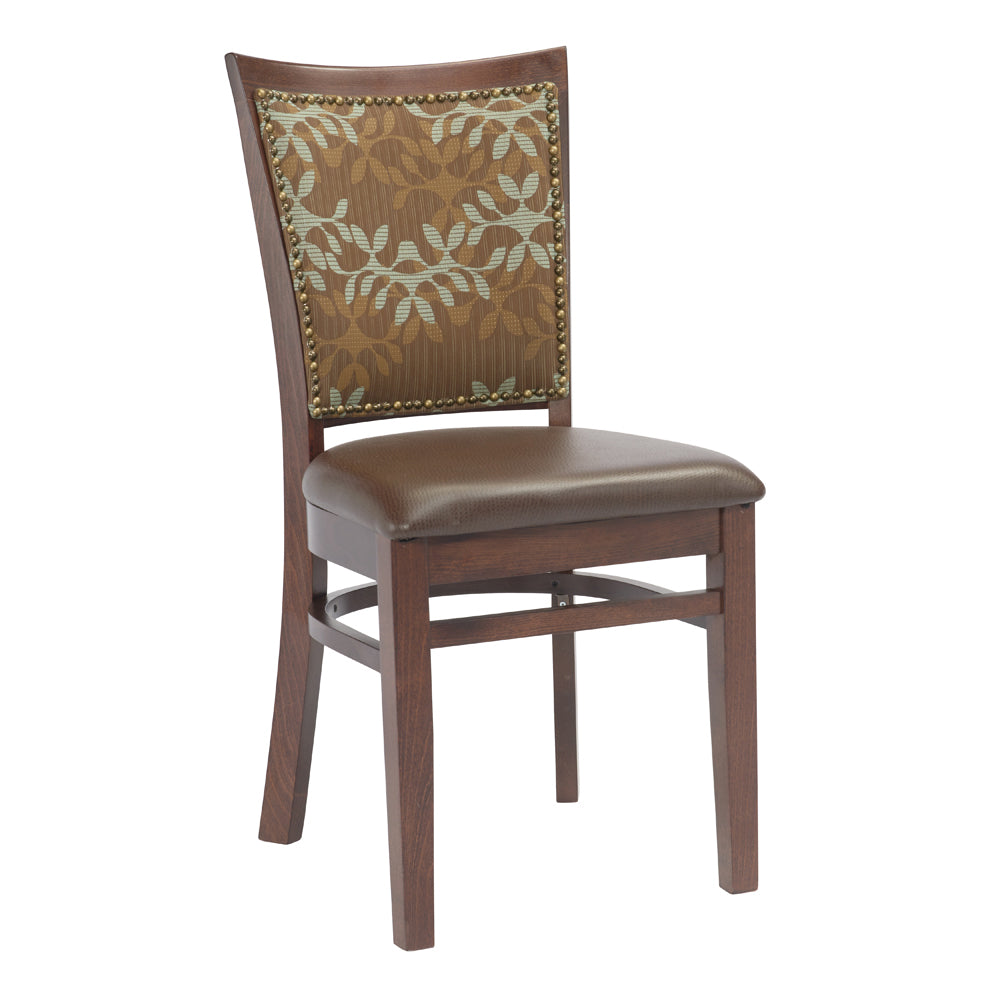 G & A 4650FP1 NAIL Indoor Checker Side Chair with Grid Back and Padded Seat, European Beechwood Frame