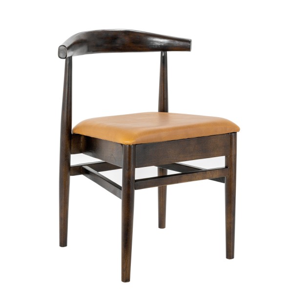 G & A 4680 Braxton Stackable Side Chair, Wood Back, Upholstered Seat, Elm Wood Frame