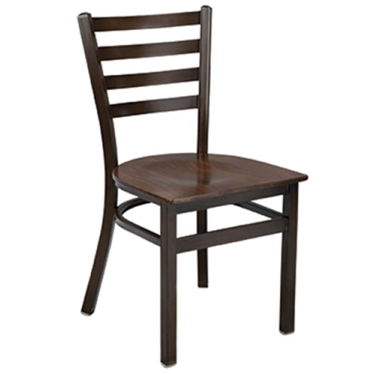 G & A 513-W SS Indoor Dante Side Chair with Ladder Back and Solid Wood Seat, Steel Frame with Walnut Finish