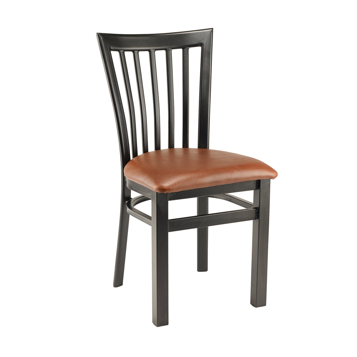 G & A 535-B PS Indoor Wyndham Side Chair with Slat Back and Padded Seat, Steel Frame with Black Finish