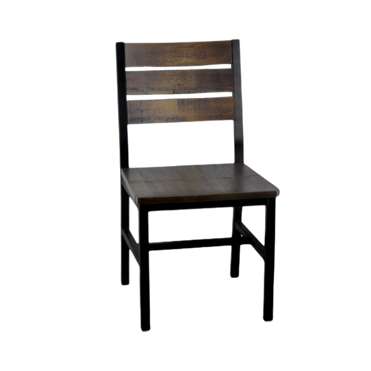 G & A 549 Indoor Side Chair with Wood Back and Seat, Steel Frame with Black Finish, Distressed Grey