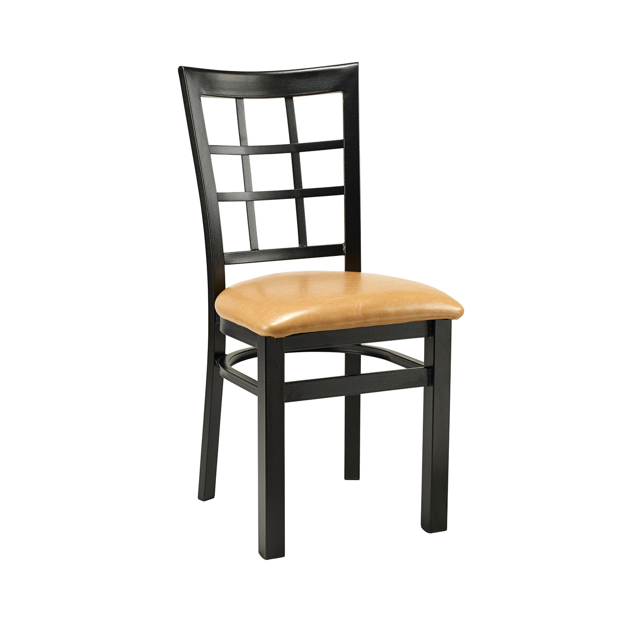 G & A 550-B PS Indoor Windsor Side Chair with Grid Back, Steel Frame with Black Finish, Padded Seat