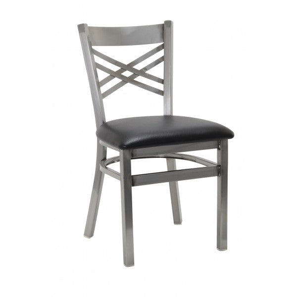 G & A 599-D RS Indoor Side Chair with Cross Back and Wood Seat, Steel Frame with Distressed Finish