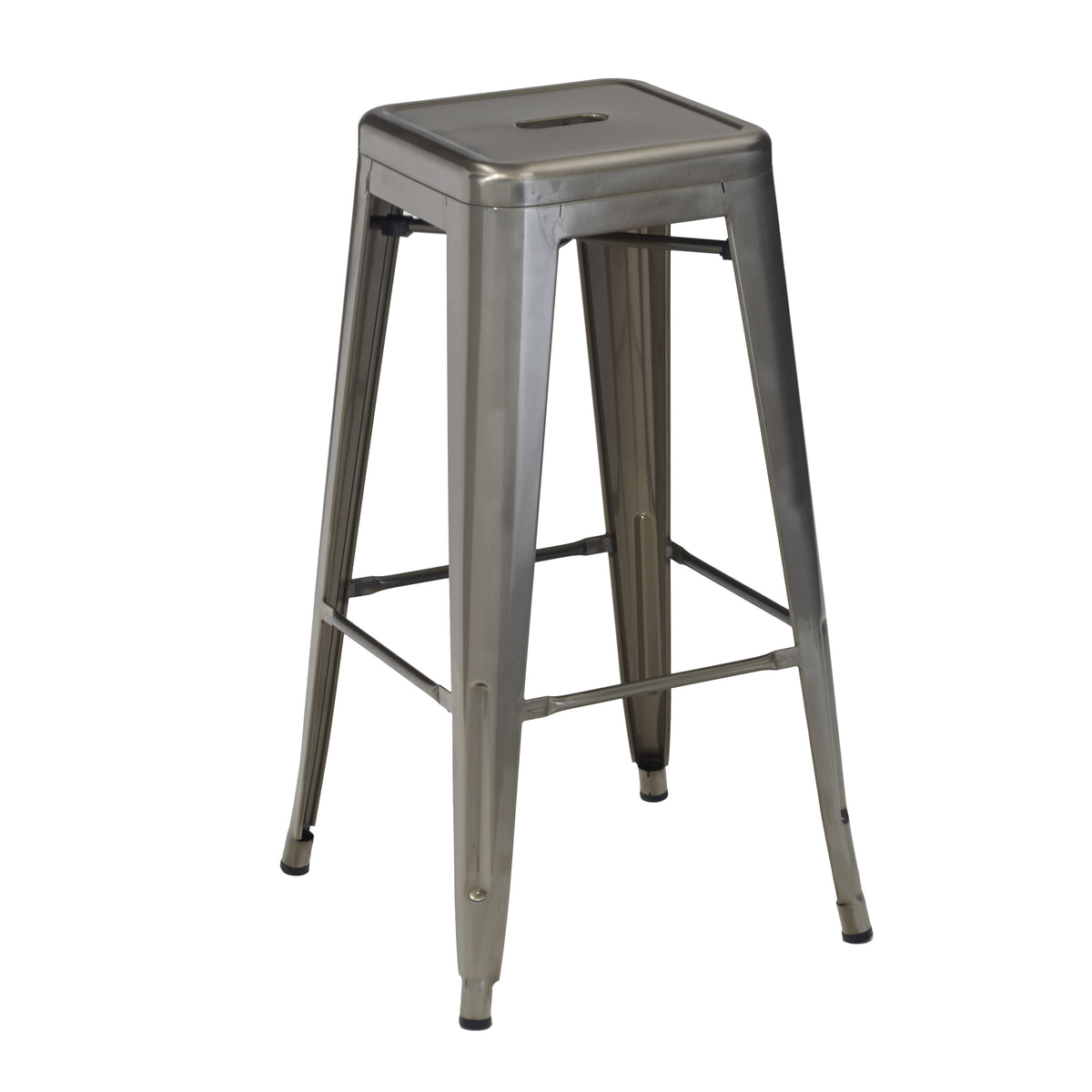 G & A 600 Astor Barstool, Backless, Solid Metal Seat, 12 Gauge Steel Frame, Clear Coated Finish, Armless, Legs Base