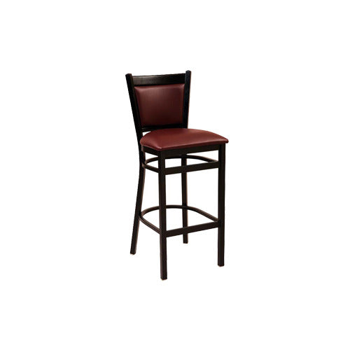 G & A 660 Geo Barstool, Upholstered Square Back, Padded Seat, Black Metal Frame, Vinyl