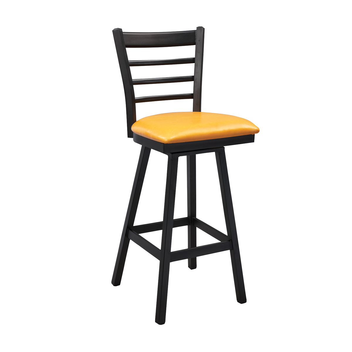 G & A 671B-PS Dante Swivel Barstool - Ladder Back, 18-Gauge Black Steel Frame, Upholstered Seat, Glides