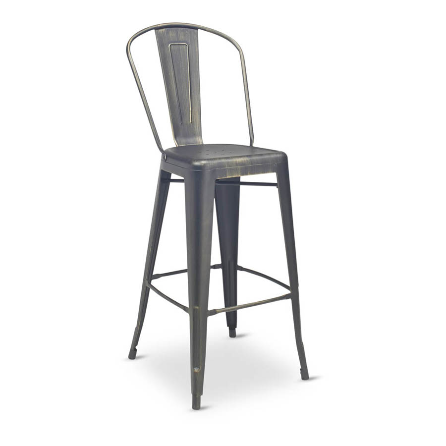 G & A 680-PS Astor Barstool, Metal Back, Upholstered Padded Seat, 12 Gauge Steel Frame, Non-Marring Plastic Floor Glides