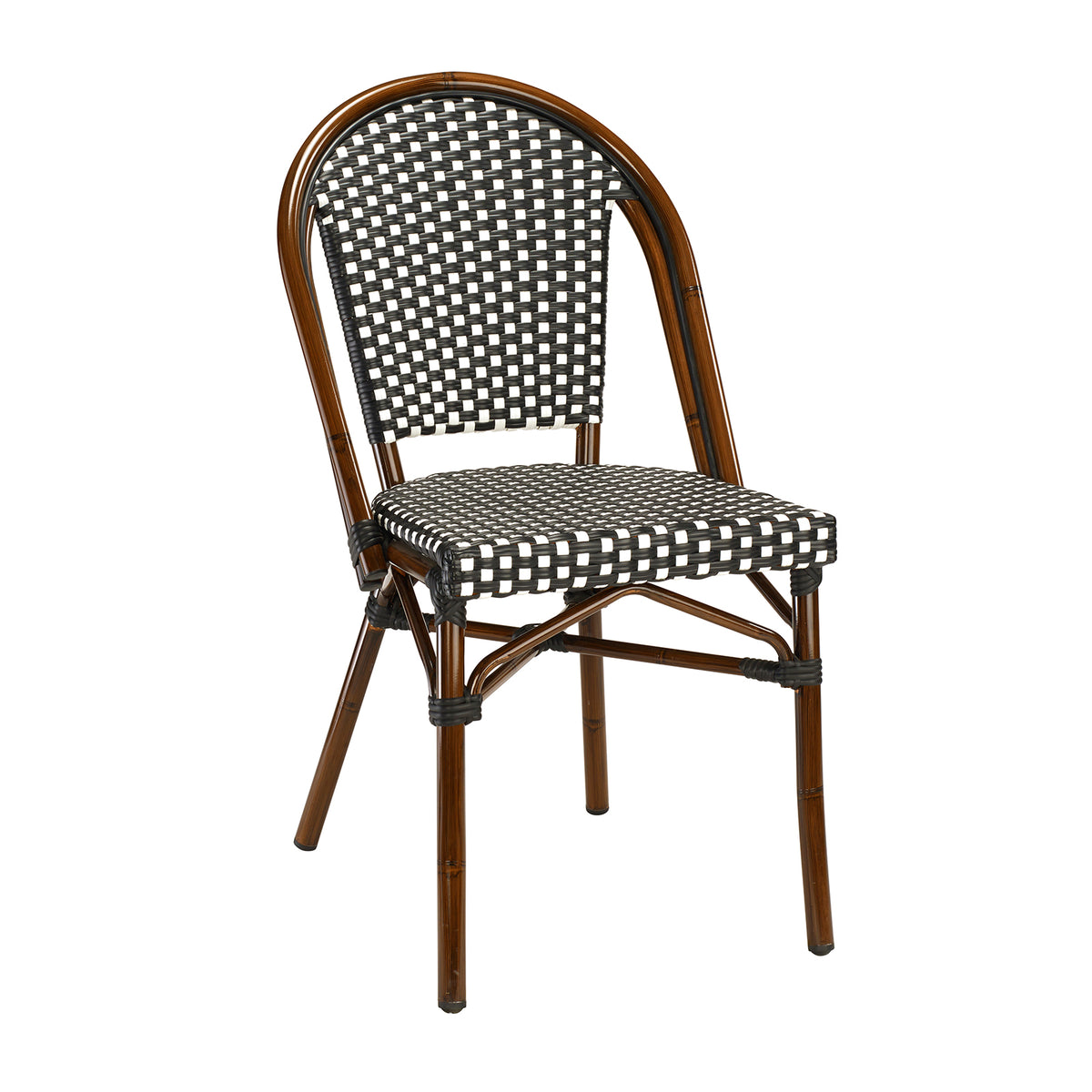 G & A 809 Marina Side Chair, Indoor/Outdoor, Stacking, Woven Nylon Back & Seat, Aluminum Frame