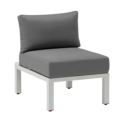 G & A 8401 Ravello Lounge Chair, Indoor/Outdoor Use, Grey Cushions, Synthetic White Wash Teak Finish, Grey Aluminum Frame, Nylon Floor Glides