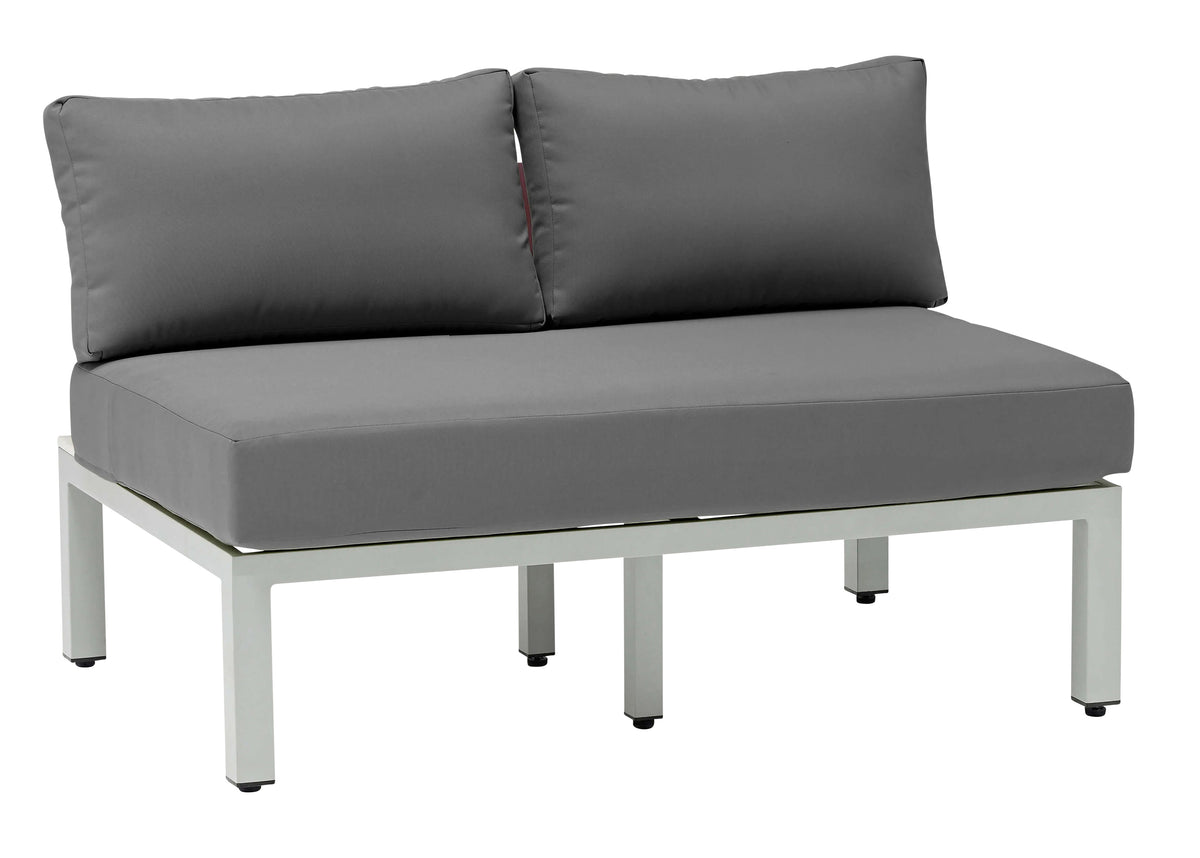 G & A 8402 Ravello Outdoor/Indoor Double Section, Grey Aluminum, White Wash Teak, Grey Cushions