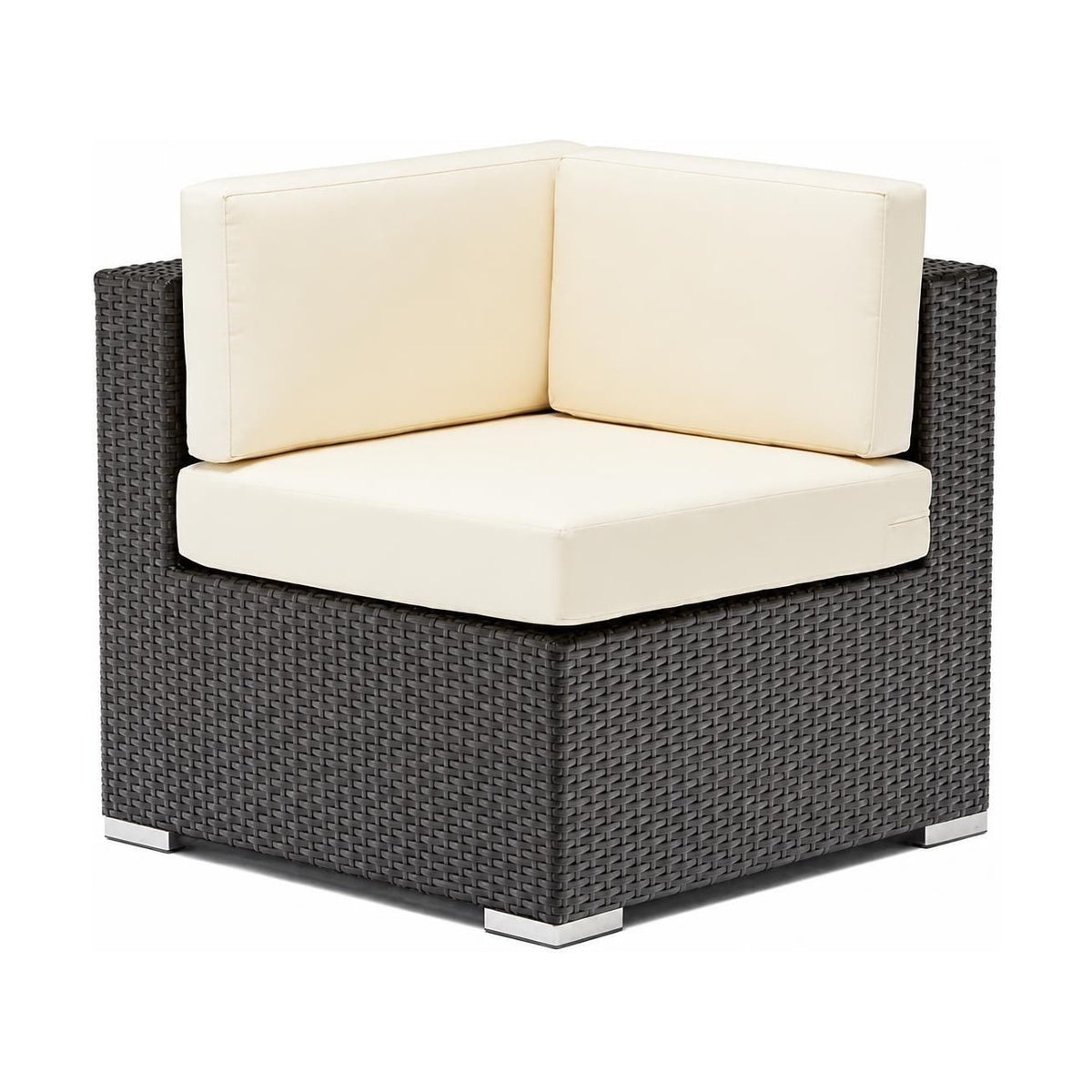 G & A 8503 Scopello Outdoor/Indoor Corner Section, Aluminum Frame, Espresso Resin Wicker, Cushions