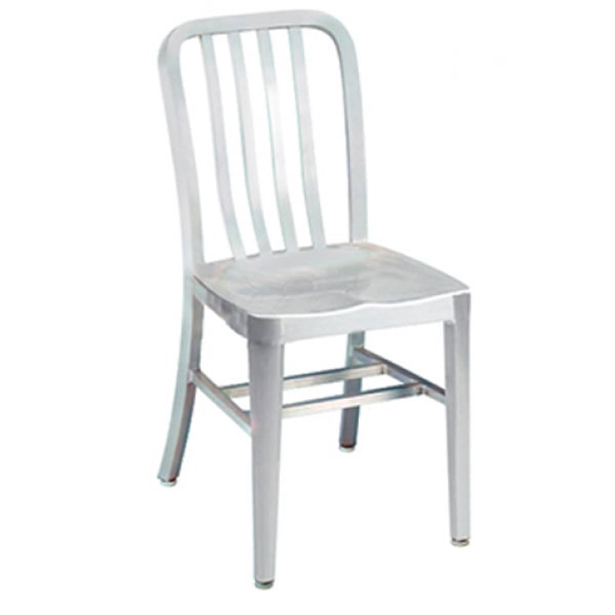 G & A 870 Aluminum Outdoor Classic Side Chair with Slat Back, Brushed Aluminum Frame, Indoor/Outdoor Use