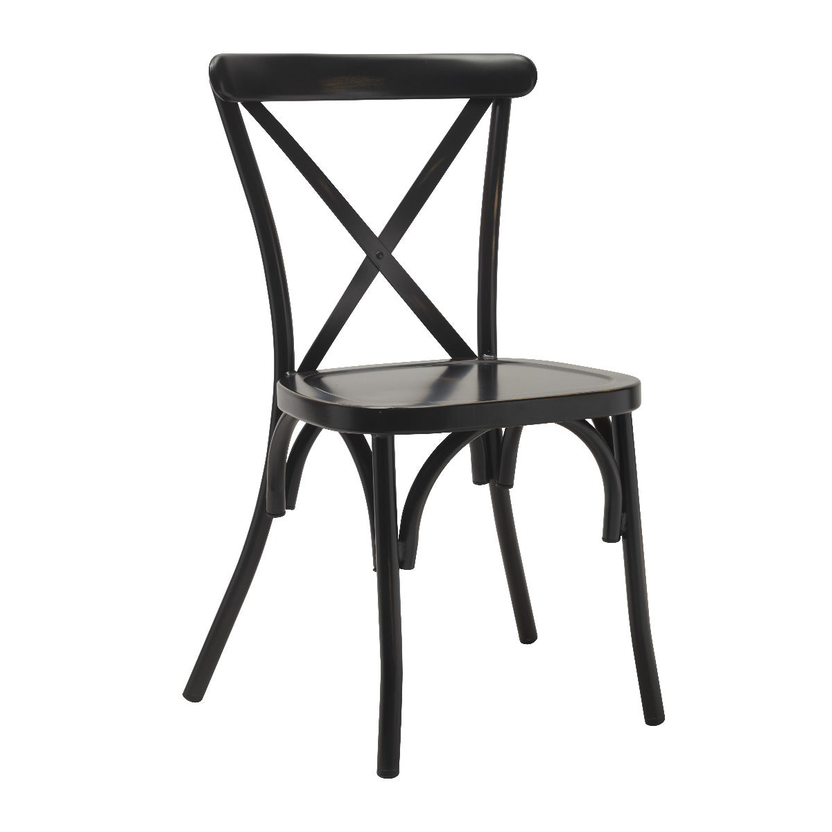 G & A 889ST-PS Colmar Side Chair, Indoor/Outdoor Use, Stacking, Cross Back, Aluminum Frame, Padded Seat, Gunmetal Powder Coat Finish