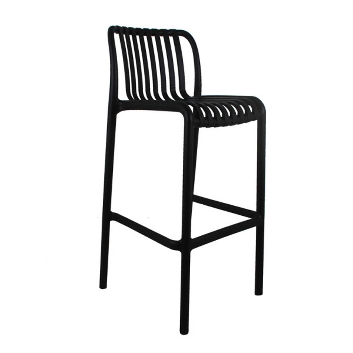 G & A 911 Commercial Outdoor Barstool, Resin Back and Seat, Armless Design, Footrest