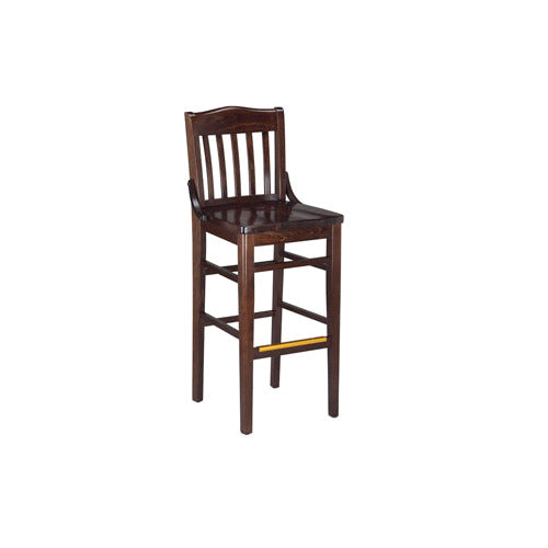 G & A 9510SS Schoolhouse Barstool with Slat Back, Solid Wood Saddle Seat, European Beechwood Frame, Footrest, Mortise and Tenon Construction