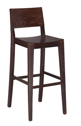 G & A 9640-W-VS Madison Barstool - Veneer Back & Seat, Walnut Finish, Beechwood Frame, Footrest, Plastic Glides
