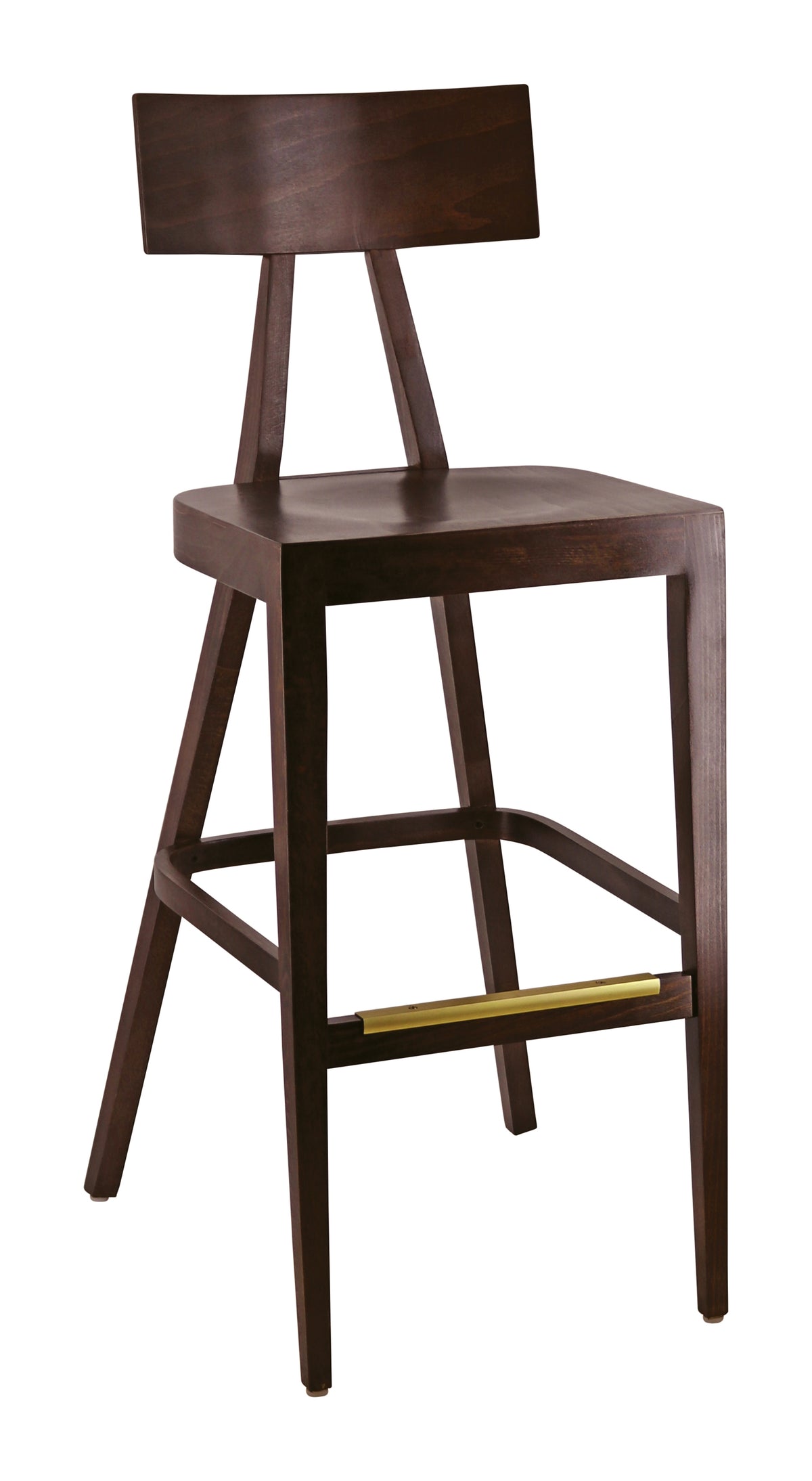 G & A 9641-PS Rivelli Stackable Barstool with Solid Wood Back, Upholstered Padded Seat, European Beechwood Frame, Walnut Finish