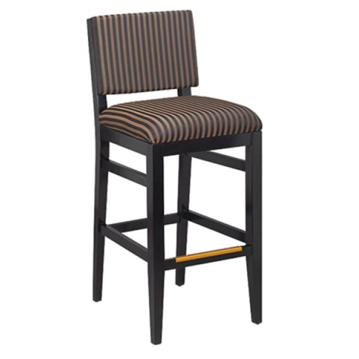 G & A 9645 Meridian Barstool, Upholstered Padded Back & Seat, Gunstock Walnut Finish, European Beechwood Frame