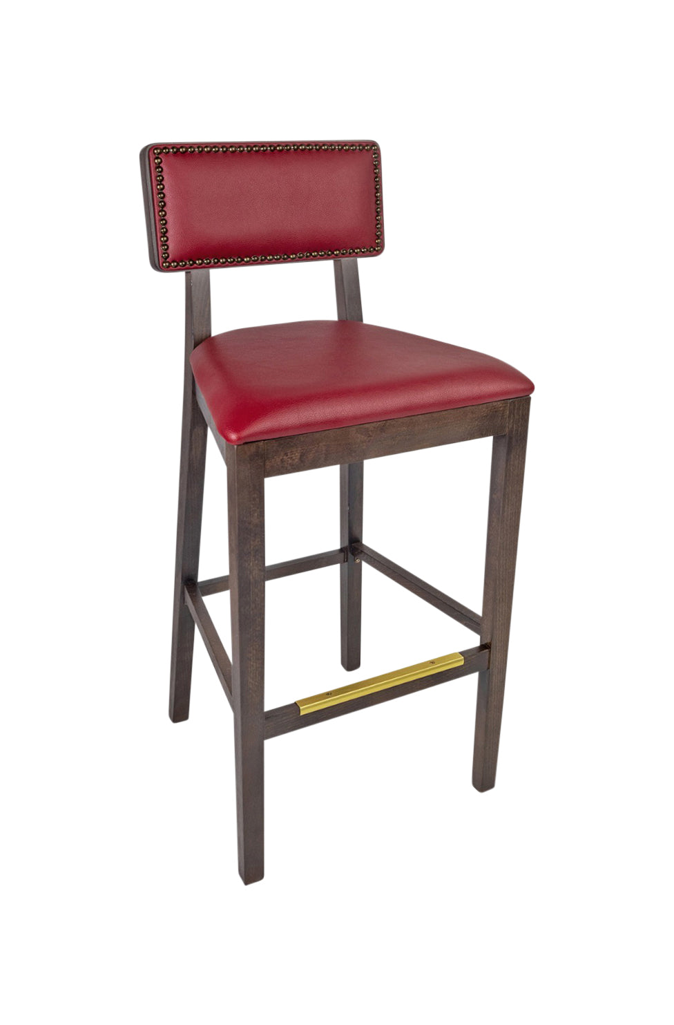 G & A 9648-FP Nova Barstool - Upholstered Seat & Back, Walnut Finish, Beechwood Frame, Armless, Cut-Out Back