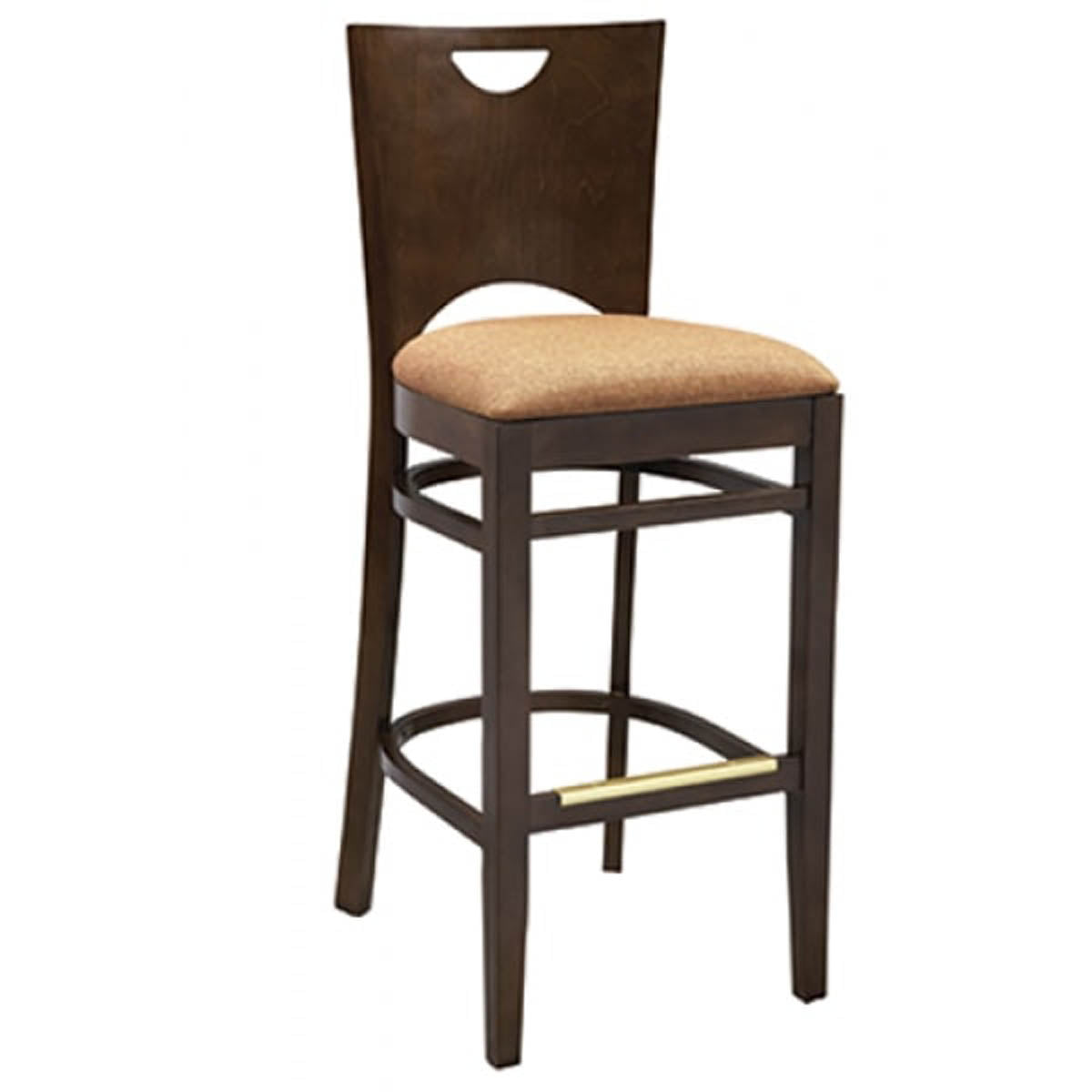G & A 9693PS Chloe Barstool, European Beechwood Frame, Wood Back, Upholstered Padded Seat, Footrest, Mortise and Tenon Construction