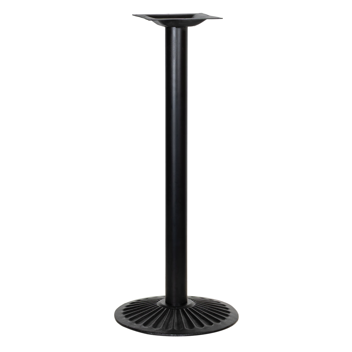 G & A DFH22 DF Series Cast Iron Restaurant Table Base, 22" Diameter Round Scalloped Base, 3" Column, Bar Height, Black Finish with Spider & Adjustable Floor Glides