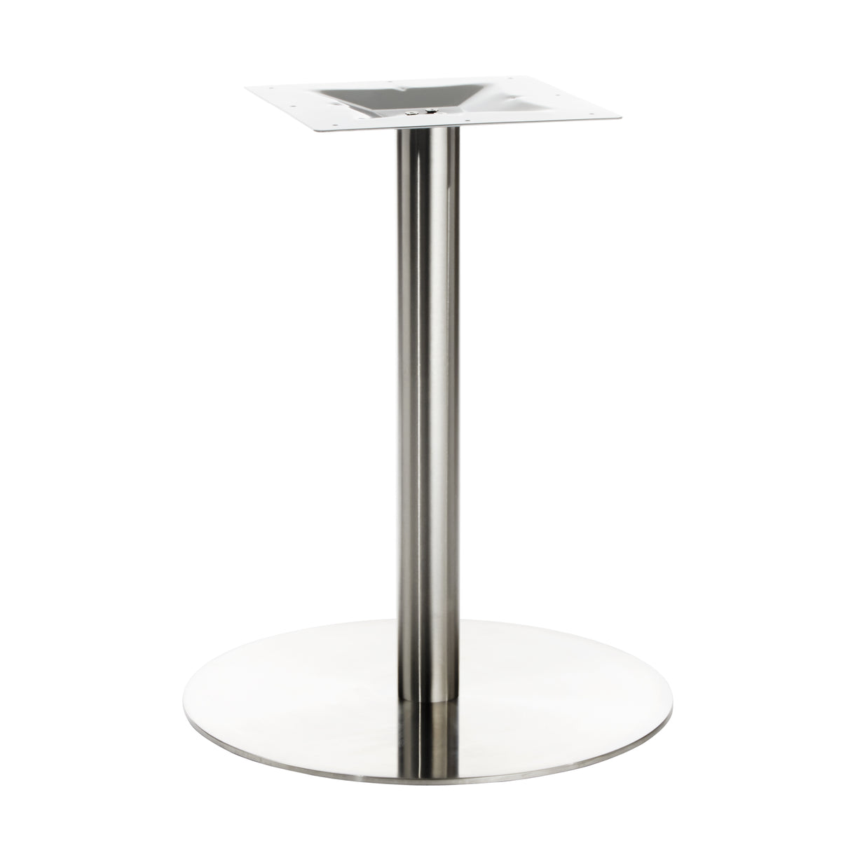 G & A GR23 Stainless Steel Restaurant Table Base, 23" Spread, 3" Column, Brushed Finish, Dining Height