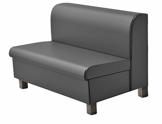 G & A QSU-S2 Single Plain Back Restaurant Booth, 48L x 25D x 29H, Upholstered Vinyl with Wood Legs