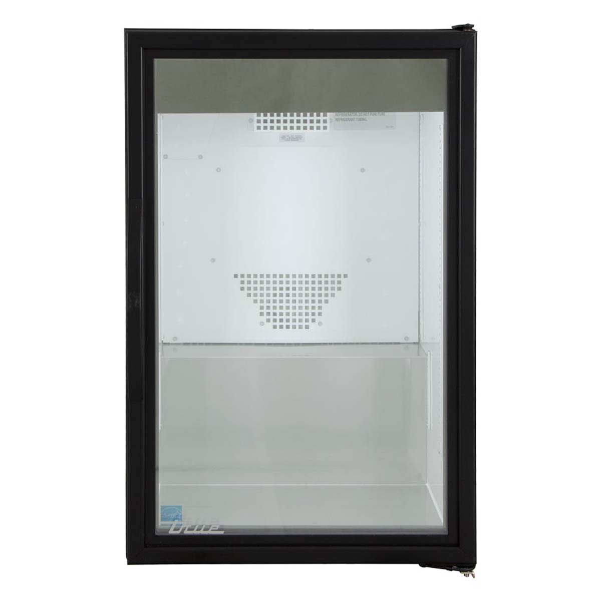 True GDM-07F-HC~TSL01 glass door freezer, black exterior, front view, empty