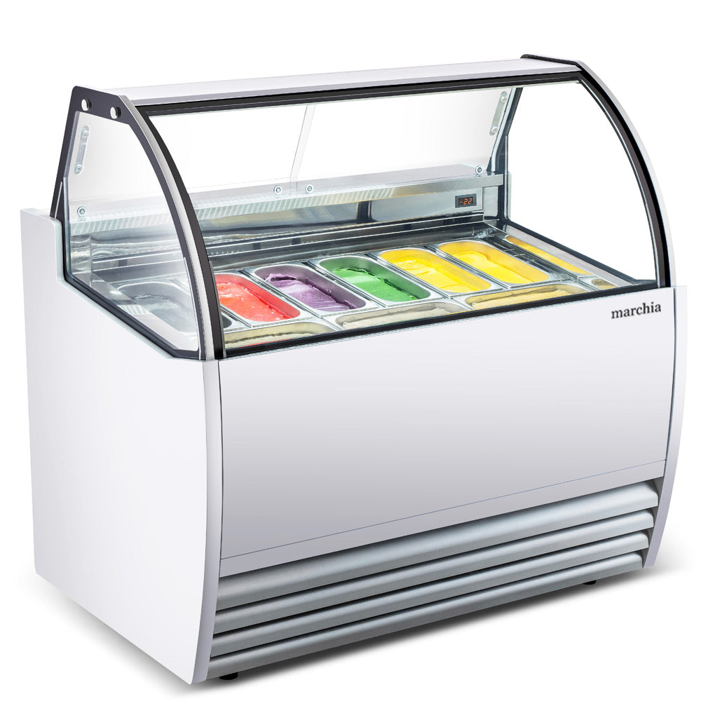 Marchia GIC-9 51" 9-Pan White Gelato Ice Cream Dipping Cabinet Display Freezer