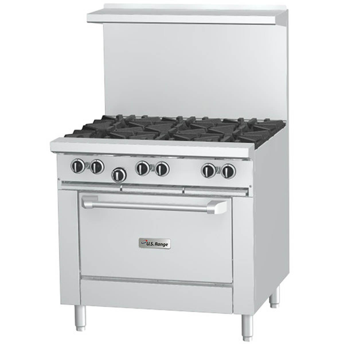 Garland US Range U36-6R 36" Gas Restaurant Range w/ (6) Open Burners, (1) Standard Oven. 230.000 BTU