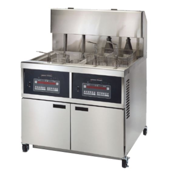 Henny Penny OEA342.02 2-well large capacity electric open fryer, front angle view (representative image)