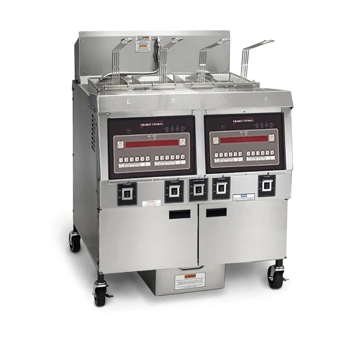 Henny Penny OFE322.04 2-well electric open fryer, front angle view