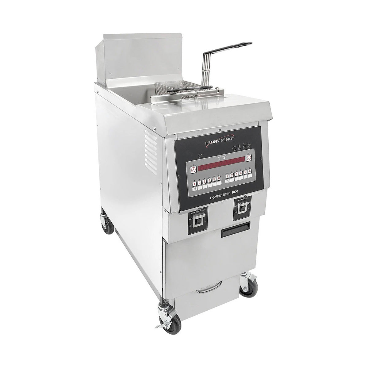 Henny Penny OFG321.01 1-well gas open fryer, front angle view, right