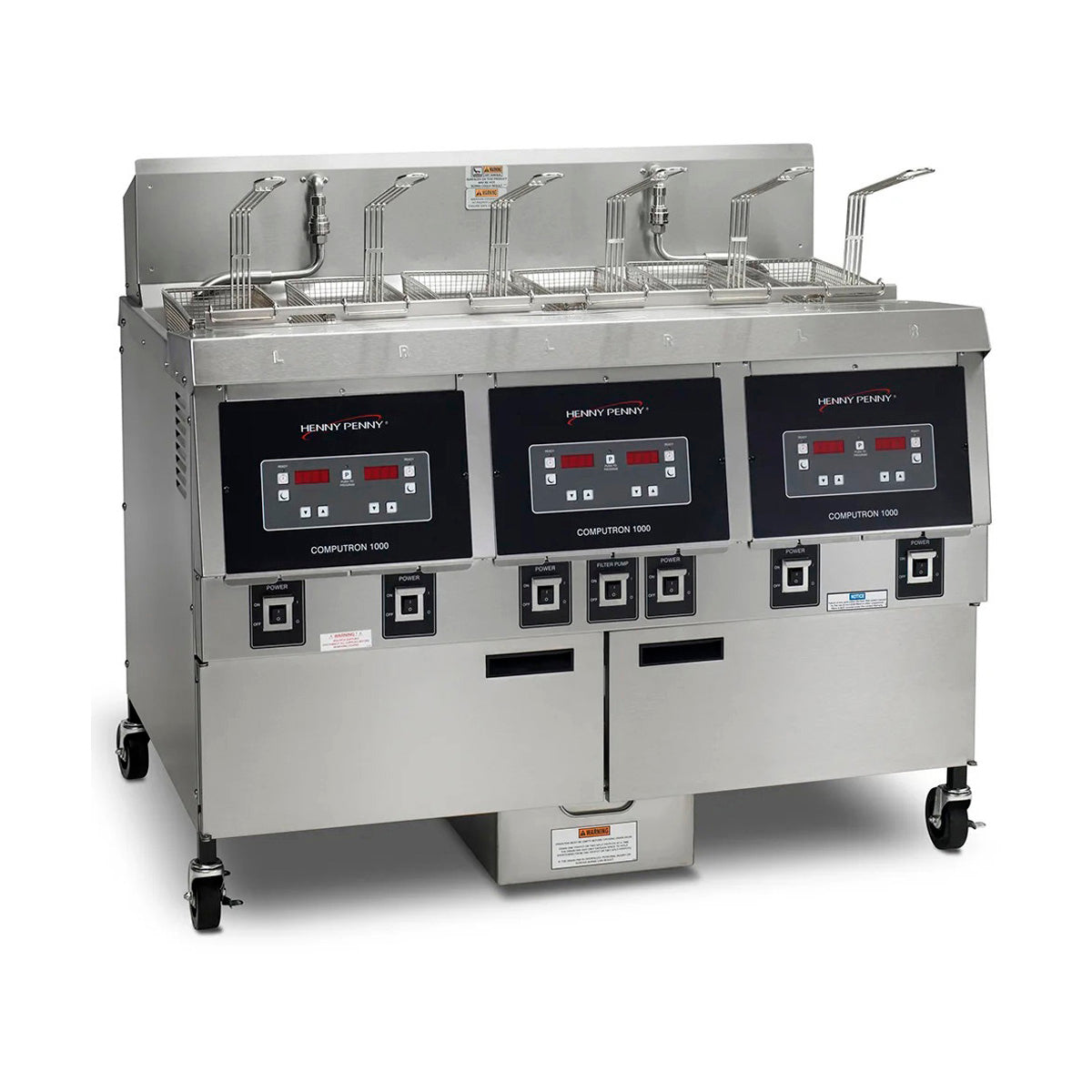 Henny Penny OFG323.09 3-well gas open fryer, front angle view