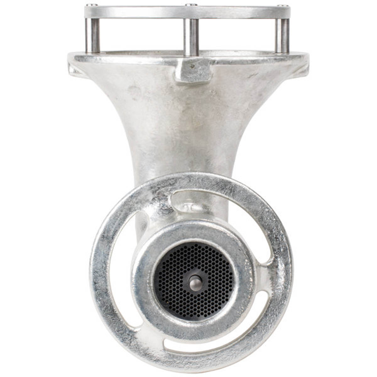 Hobart 22C/E-FS5PLT Funnel Throat Chop End Assy for #22 Hub Tin Cylinder Auger Knife 5 Carbon Steel Grind Plates